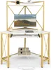 A corner desk with shelves and a monitor. Produktbild-Vorschau