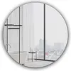 A modern bathroom with a freestanding bathtub and a large window overlooking a city skyline. Podgląd zdjęcia produktu