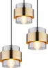 Three modern pendant lights with gold and clear glass elements. Produktbild-Vorschau