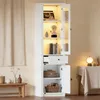 Hochschrank Vitrine, Standvitrine mit 2 Türen, 1 Schublade Produktbild-Vorschau 11