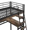 A close-up view of a loft bed with a desk and ladder. Podgląd zdjęcia produktu