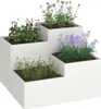 vidaXL Pot de fleurs de jardin Blanc 80 x 80 x 60 cm Acier Voir les images du produit 2