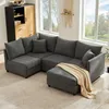 Divano angolare Merax 5 posti, divano letto con pouf Anteprima dell’immagine prodotto 3