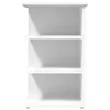 A white, three-shelf side table is shown against a white background. Voir les images du produit