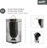 Product information and diagrams for a stainless steel trash can. Produktbild-Vorschau