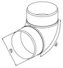 Coude Coude 90° Ø125mm Pièce de déviation airRoxy 8409 Voir les images du produit 2