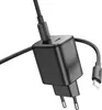 A black Hoco N42 GaN 45W charger with two cables plugged in. Produktbild-Vorschau