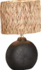 LED Tischlampe 38,5cm Keramikfuß Schwarz mit Naturmaterial Produktbild-Vorschau 2