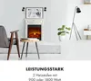 A living room scene with an electric fireplace, a chair, a side table, and a floor lamp. Produktbild-Vorschau