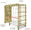 A wooden climbing frame with various climbing accessories, shown against a white background. Podgląd zdjęcia produktu