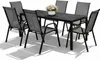 7-tlg Gartengarnitur Gartenmöbel Non-Wood 150x90cm Gartentisch Schwarz/Anth. Produktbild-Vorschau