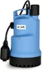 A blue submersible pump with a black cord and float switch, set against a white background. Produktbild-Vorschau
