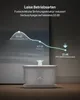A pet water fountain is shown with a graph illustrating its quiet operation. Produktbild-Vorschau