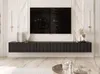 A modern living room with a wall-mounted TV and media console. Voir les images du produit