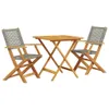 vidaXL 3-tlg. Bistro-Set Grau Poly Rattan und Massivholz Produktbild-Vorschau 1