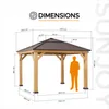 A diagram showing the dimensions of a gazebo with a silhouette of a person for scale. Produktbild-Vorschau