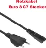 Hochwertiges Netzkabel 2-polig Euro 8 C7 Stecker 1,5m für Produktbild-Vorschau 1