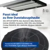 A close-up of a charcoal filter for a kitchen range hood, with text overlays promoting its compatibility with various brands. Produktbild-Vorschau