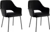 Two black velvet dining chairs with metal legs, shown from the front. Produktbild-Vorschau