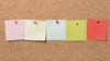 Five colorful sticky notes pinned to a corkboard. Podgląd zdjęcia produktu