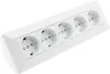 A white power strip with five sockets, shown at an angle against a white background. Produktbild-Vorschau