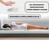 Collage showing a hand pressing into a mattress and a woman sleeping on a mattress. Voir les images du produit