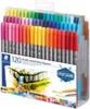 A clear shot of a box containing 120 double-ended fiber-tip pens in various colors, with a landscape illustration on the front. Náhled obrázku produktu