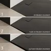 Three images showing different installation heights of a shower tray. Produktbild-Vorschau