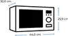 Diagram of a microwave oven with dimensions indicated. Produktbild-Vorschau