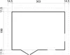 A diagram showing the dimensions of a garden house. Produktbild-Vorschau
