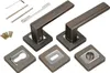A set of door handles and associated hardware, including screws and drill bits, laid out on a white background. Anteprima dell’immagine prodotto
