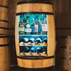 A wooden barrel wine and liquor cabinet with internal LED lighting. Náhľad obrázku produktu