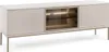 A modern TV stand with a ribbed texture on the doors and a glass-fronted central compartment with internal lighting. Náhled obrázku produktu