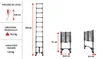 Diagram showing the dimensions and specifications of a telescopic ladder. Produktbild-Vorschau