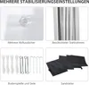 A collage of four images showing different features and accessories of a pop-up tent. Produktbild-Vorschau