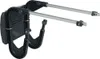 A dark gray motor mount for an inflatable boat, with silver metal support arms, is shown against a white background. Produktbild-Vorschau