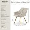 Chaise MARILYN en velours matelassé - taupe/or, Lot de 2 Voir les images du produit 6