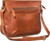 A brown leather shoulder bag is displayed against a white background. Produktbild-Vorschau