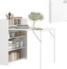 A white folding kitchen table with shelves attached to the side, displaying kitchenware and food items. Náhľad obrázku produktu