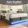 A bed with LED lighting and charging ports in a bedroom setting. Produktbild-Vorschau