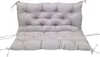 A light gray tufted bench cushion with ties on a white background. Voir les images du produit