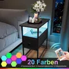 Fortuna Lai Nachttisch mit LED, Beistelltisch mit Steckdose Produktbild-Vorschau 4