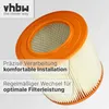 A product image of an air filter with text overlays. The background is a gradient of light gray to white. Produktbild-Vorschau