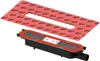 A black drain body with a red gasket and a red mat with a cut-out are shown against a white background. Anteprima dell’immagine prodotto