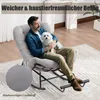 A man is sitting in a rocking chair holding a small white dog. The chair is upholstered in a corduroy fabric. There is text overlaid on the image. Produktbild-Vorschau