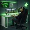 Bureau de jeu Homidea Vortex, 150 cm, noir/vert – Bureau Voir les images du produit 4
