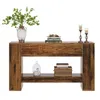 A wooden console table with decorative items on top and on a shelf. Produktbild-Vorschau