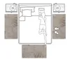 A person lying on a bed next to a rug and nightstands. Produktbild-Vorschau
