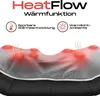 Close-up marketing image showing a massage device with heat elements and text describing its features. Produktbild-Vorschau