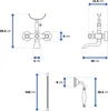 Diagrams showing the dimensions of a retro-style bathtub faucet and showerhead. Anteprima dell’immagine prodotto
